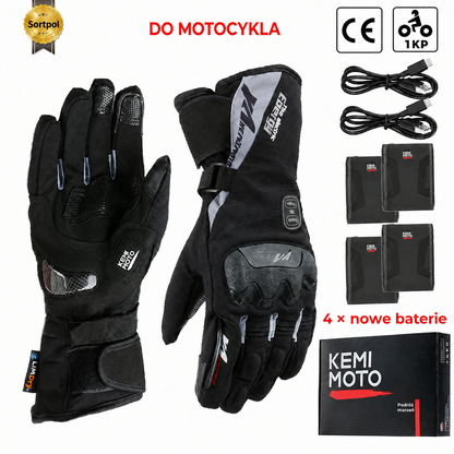 Rękawice motocyklowe podgrzewane – zimowe, wodoodporne, bateria 2500 mAh, 3 poziomy ciepła, obsługa ekranów dotykowych