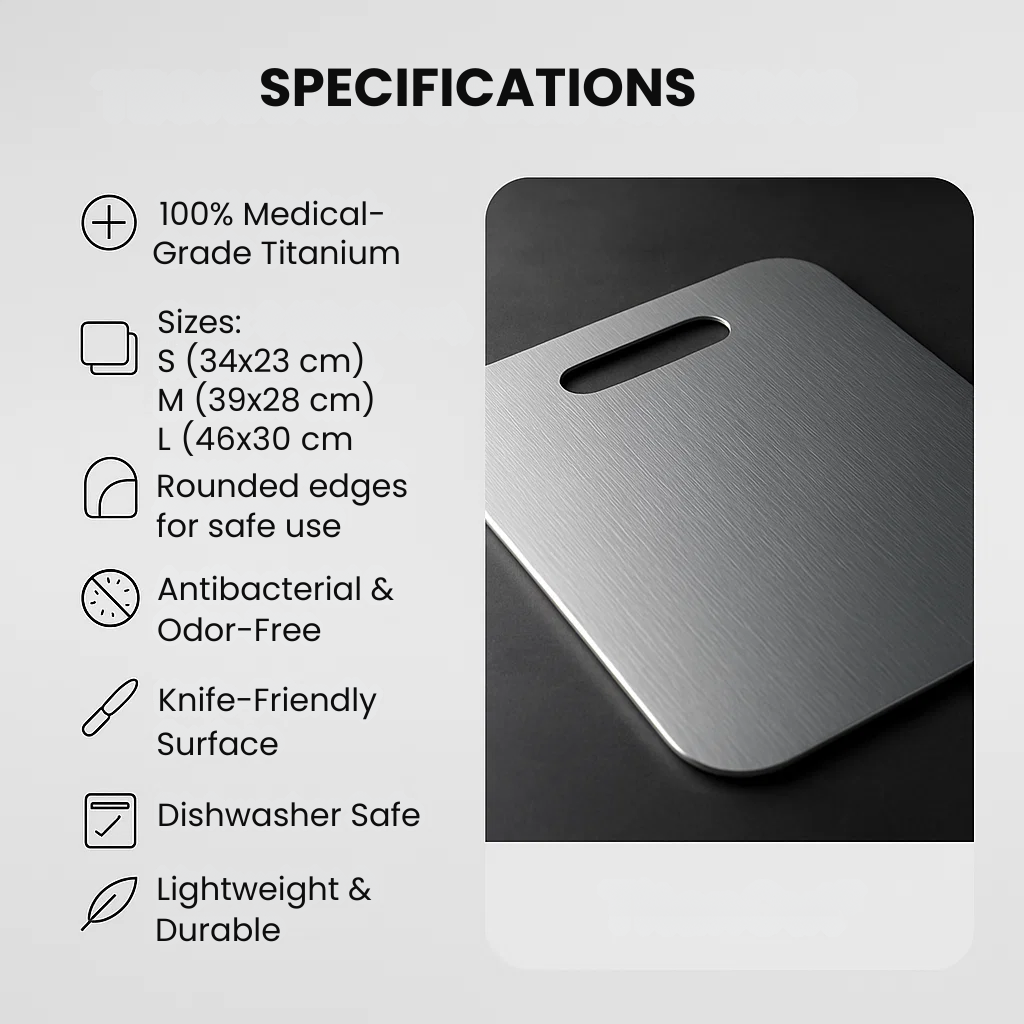 Bezpieczna trwała nieporowata deska do krojenia z tytanu do użytku kuchennego