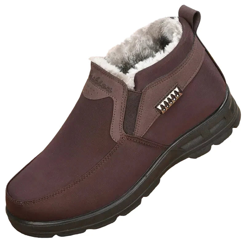 Buty zimowe męskie wsuwane z futerkiem - czarne lub brązowe