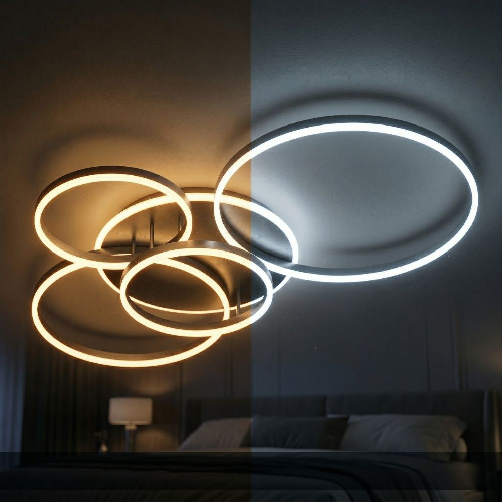 Czarna, nowoczesna, okrągła lampa sufitowa LED do montażu podtynkowego – oświetlenie wnętrz
