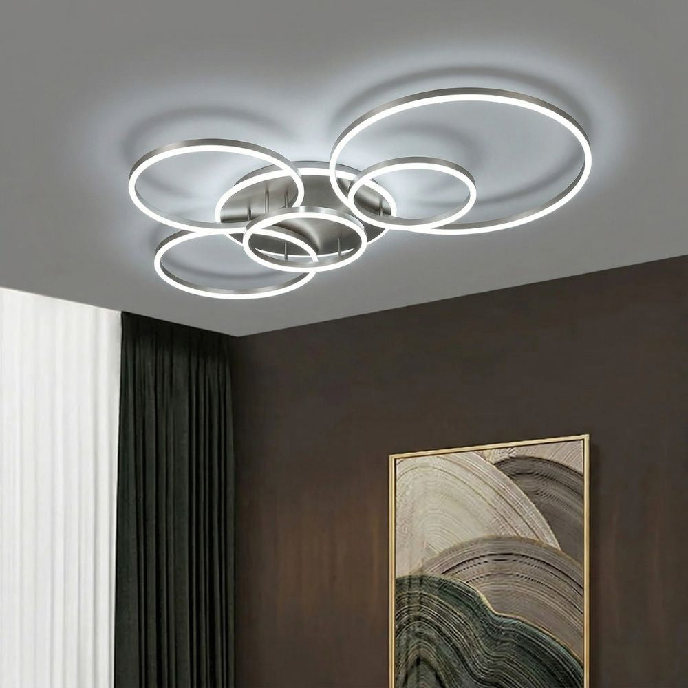 Czarna, nowoczesna, okrągła lampa sufitowa LED do montażu podtynkowego – oświetlenie wnętrz