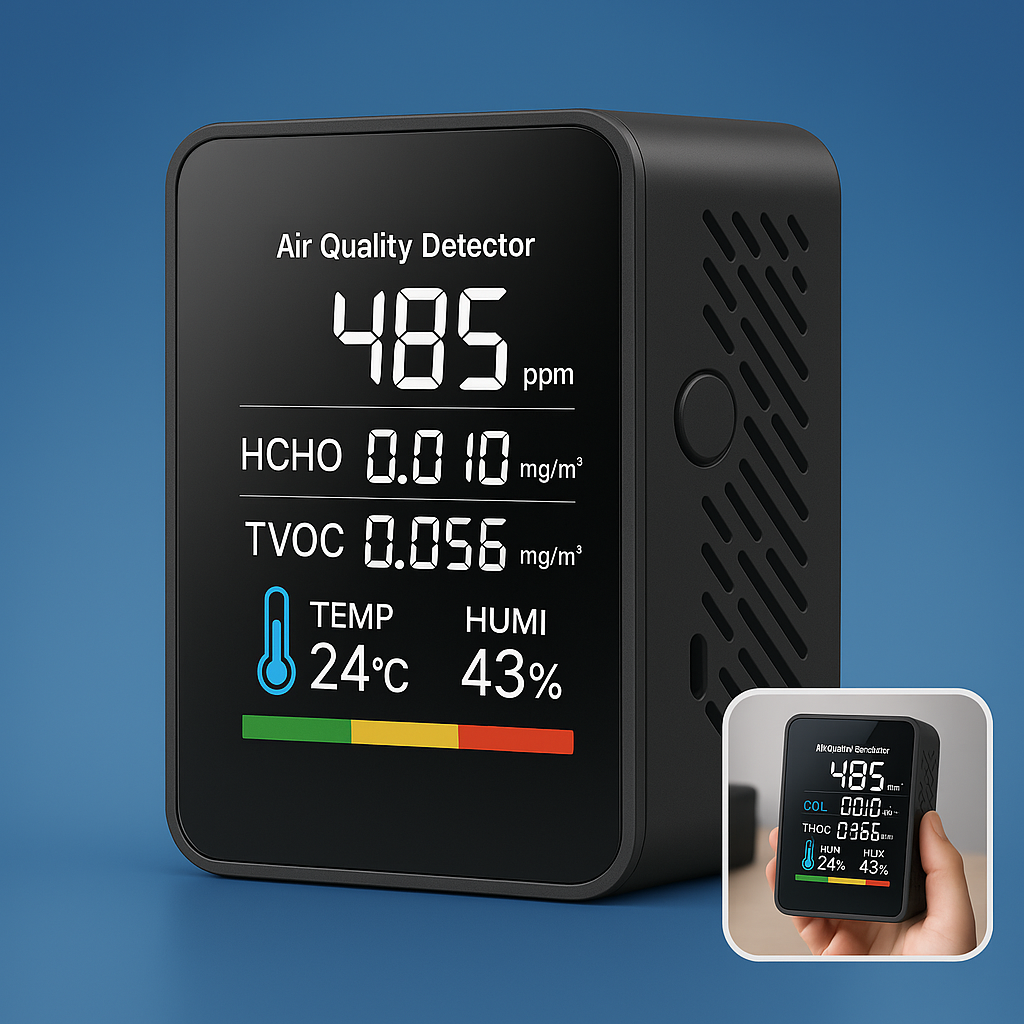 Detektor jakości powietrza AirSense Pro CO2 z czujnikiem dwutlenku węgla | Alerty w czasie rzeczywistym – Monitor jakośc