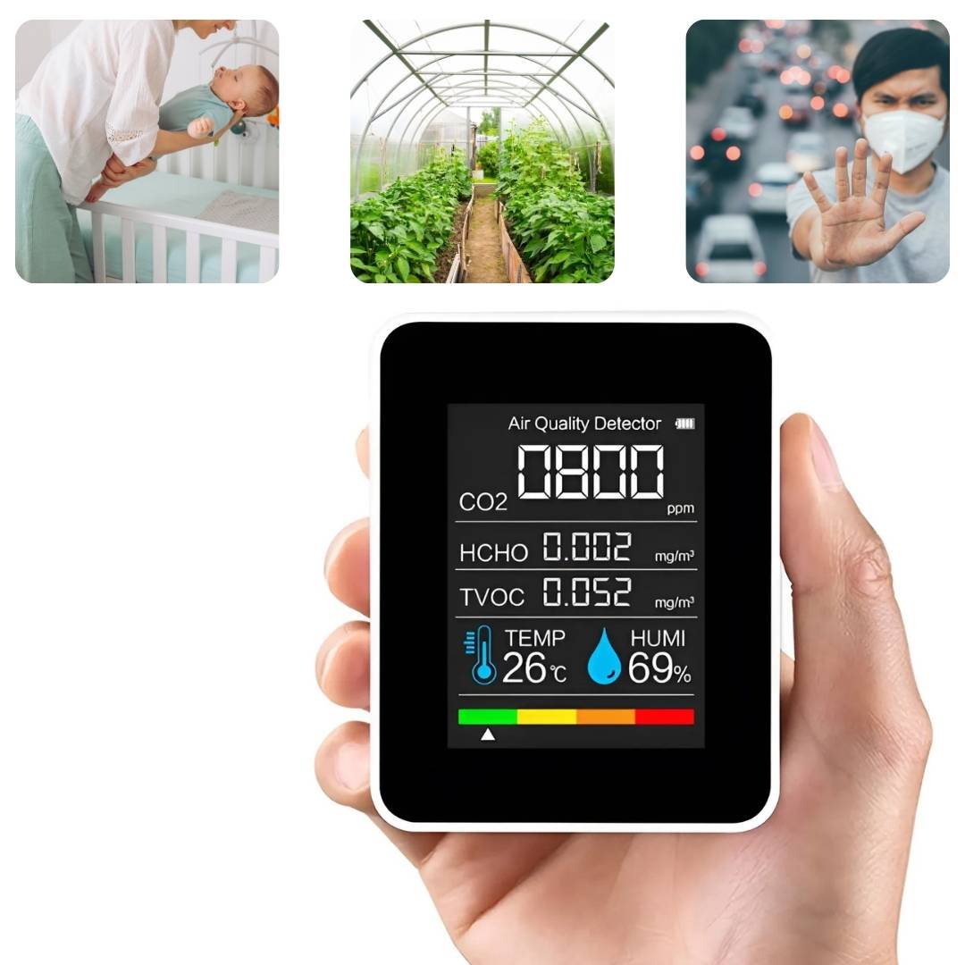 Detektor jakości powietrza AirSense Pro CO2 z czujnikiem dwutlenku węgla | Alerty w czasie rzeczywistym – Monitor jakośc
