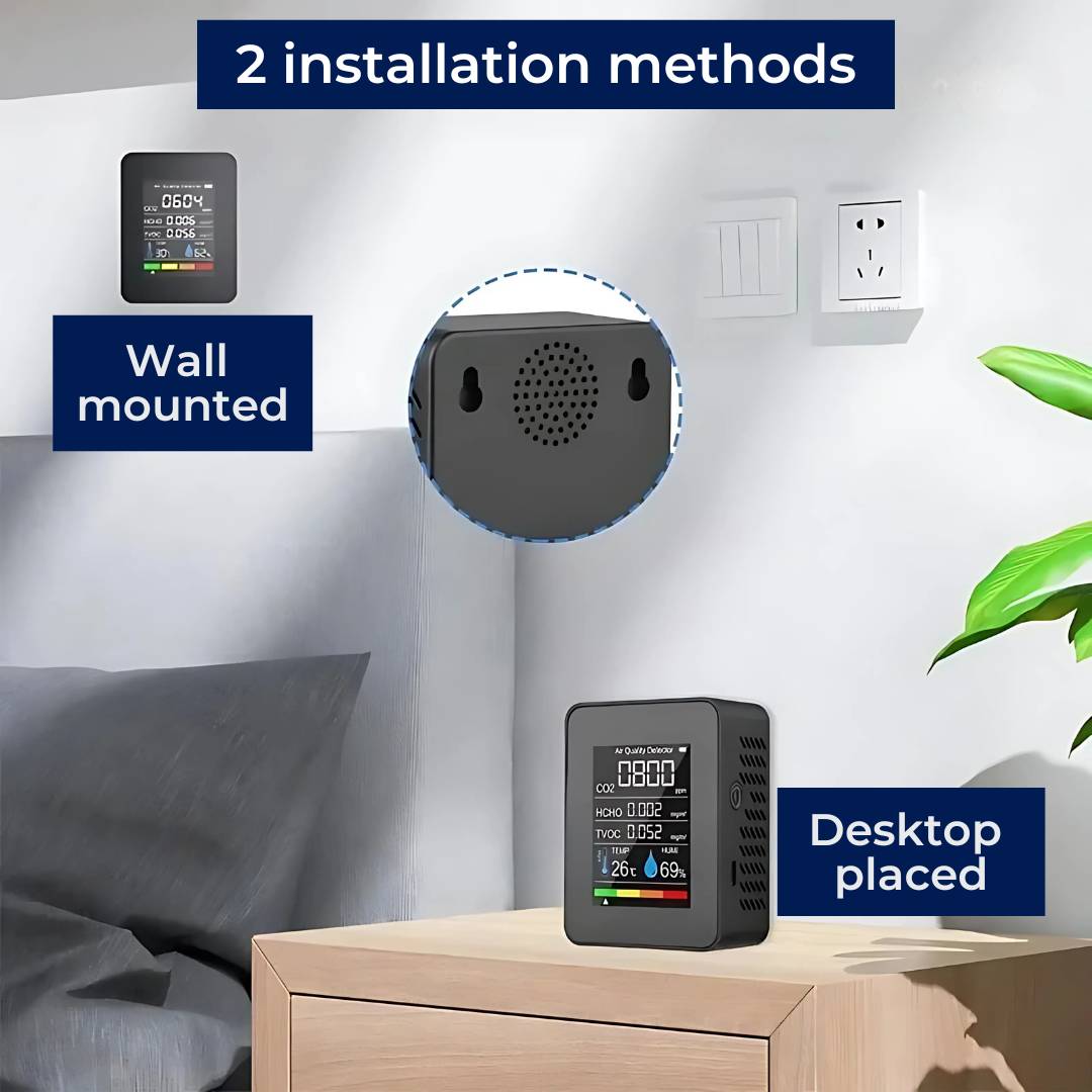 Detektor jakości powietrza AirSense Pro CO2 z czujnikiem dwutlenku węgla | Alerty w czasie rzeczywistym – Monitor jakośc