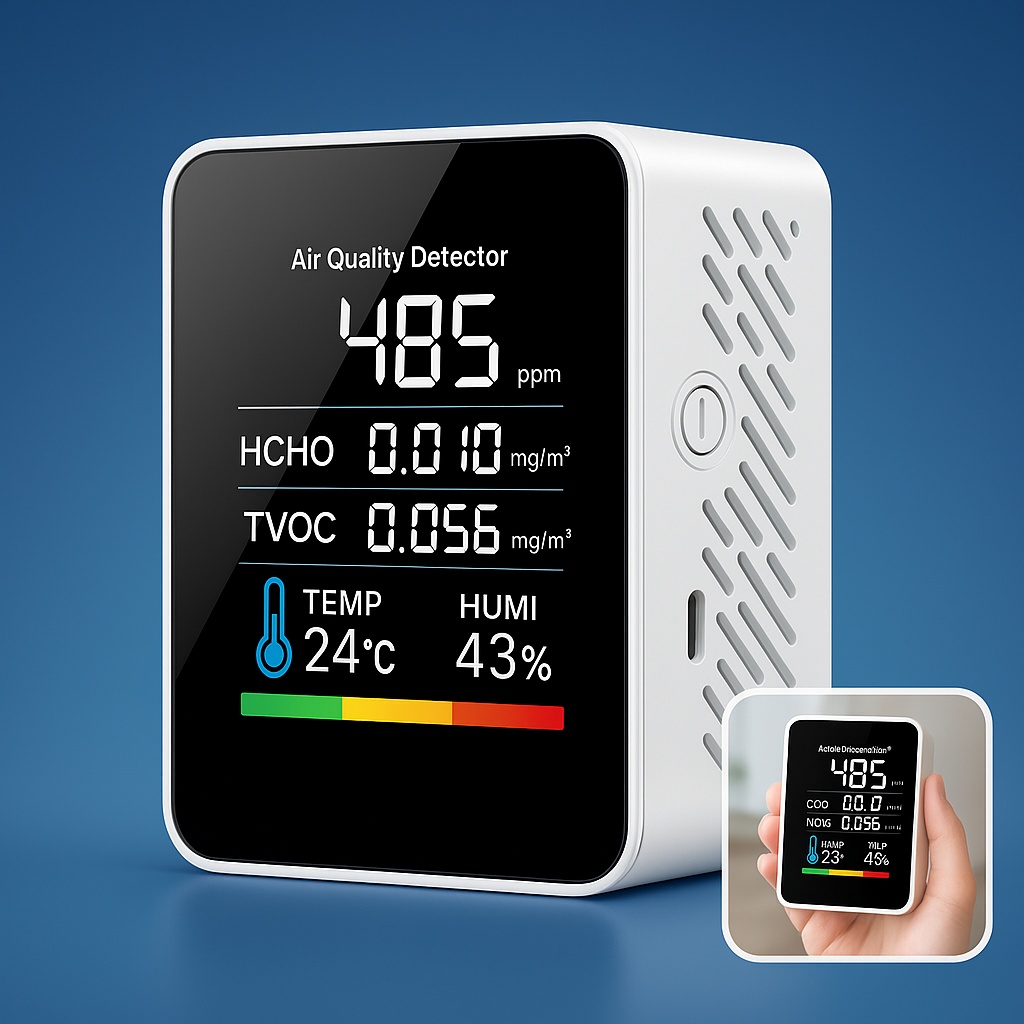 Detektor jakości powietrza AirSense Pro CO2 z czujnikiem dwutlenku węgla | Alerty w czasie rzeczywistym – Monitor jakośc