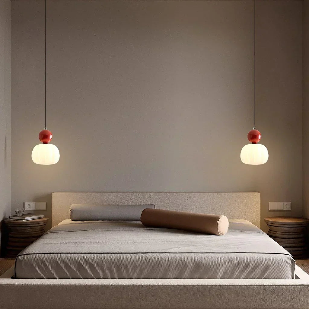 Elegancka Lampa Wisząca w Stylu Art Deco Kremowy Klosz Sufitowy