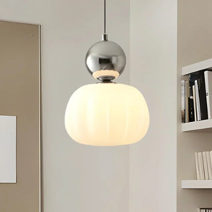 Elegancka Lampa Wisząca w Stylu Art Deco Kremowy Klosz Sufitowy
