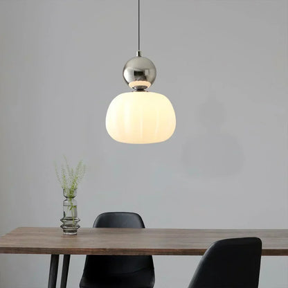 Elegancka Lampa Wisząca w Stylu Art Deco Kremowy Klosz Sufitowy