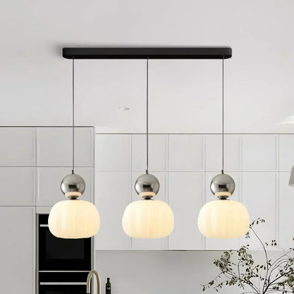 Elegancka Lampa Wisząca w Stylu Art Deco Kremowy Klosz Sufitowy