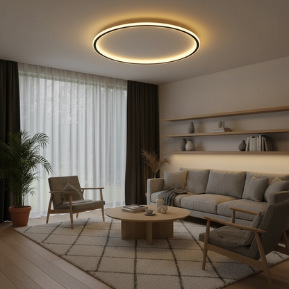 Funkcjonalna skandynawska okrągła lampa sufitowa LED do eleganckiego wnętrza domu