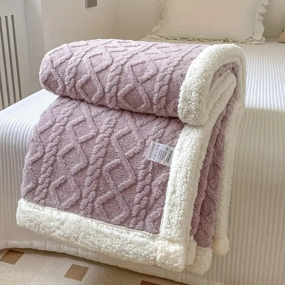 Gruby pluszowy koc sherpa ciepły do relaksu w domu