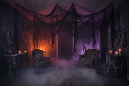 Halloween Czarna Gaza Dekoracyjna Pajęczyna do Dekoracji Wnętrz i Ogrodu