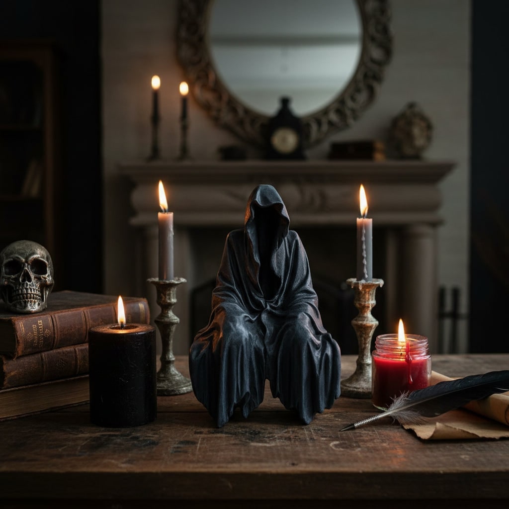 Halloween Dekoracja Figurka Upiorny żniwiarz na Półkę z Matowym Wykończeniem