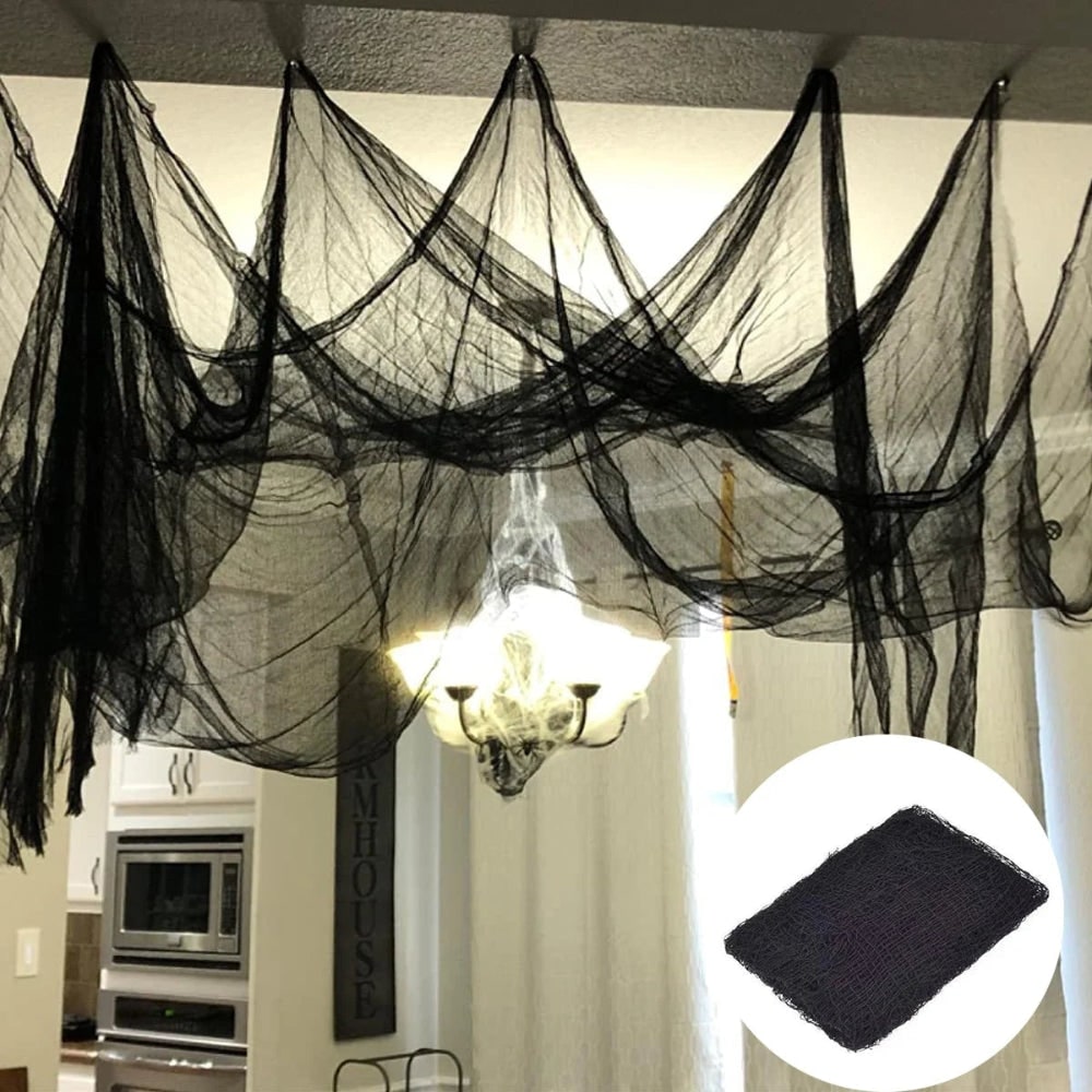 Halloween Dekoracja Gazy Pajęczyna Czarna do Domu i Ogrodu