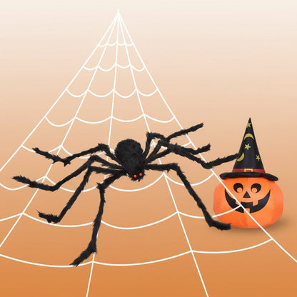 Halloween Dekoracja Gigantyczny Pająk Włochaty ze świecącymi Oczami i Pajęczyną Na