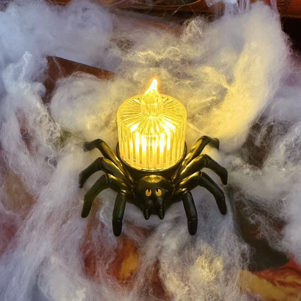 Halloween Dekoracja Pająk ze świeczką LED i Oczami do Domu Dekoracje