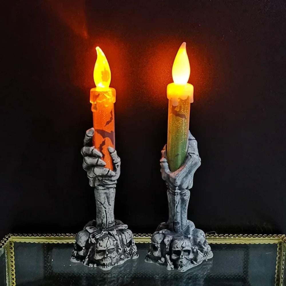 Halloween Dekoracja świeczka LED Szkielet z Czaszkami Straszna Dekoracyjna świeca na Imprezę i Ogród