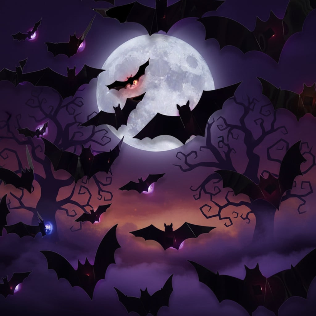 Halloween Dekoracje 3D Nietoperze na ścianę z Podświetleniem LED do Domu i Ogrodu