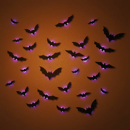 Halloween Dekoracje 3D Nietoperze na ścianę z Podświetleniem LED do Domu i Ogrodu