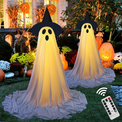 Halloween Dekoracje Domu Duch Podświetlany LED z Kapeluszem Czarownicy