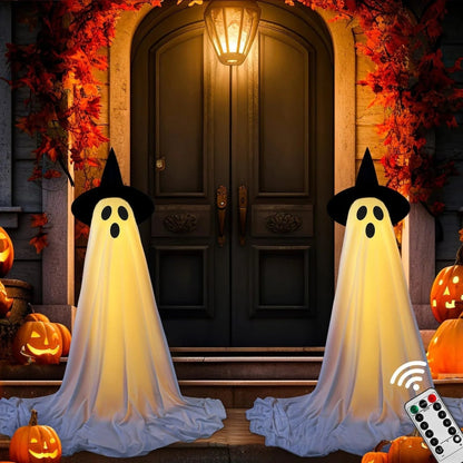 Halloween Dekoracje Domu Duch Podświetlany LED z Kapeluszem Czarownicy