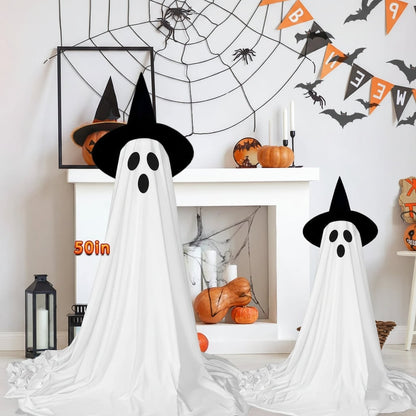 Halloween Dekoracje Domu Duch Podświetlany LED z Kapeluszem Czarownicy