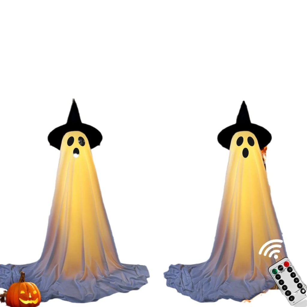 Halloween Dekoracje Domu Duch Podświetlany LED z Kapeluszem Czarownicy