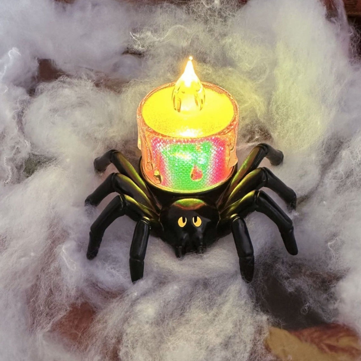 Halloween Dekoracje Domu świeczka LED Pająk ze świecącymi Oczami i Efektem Wosku