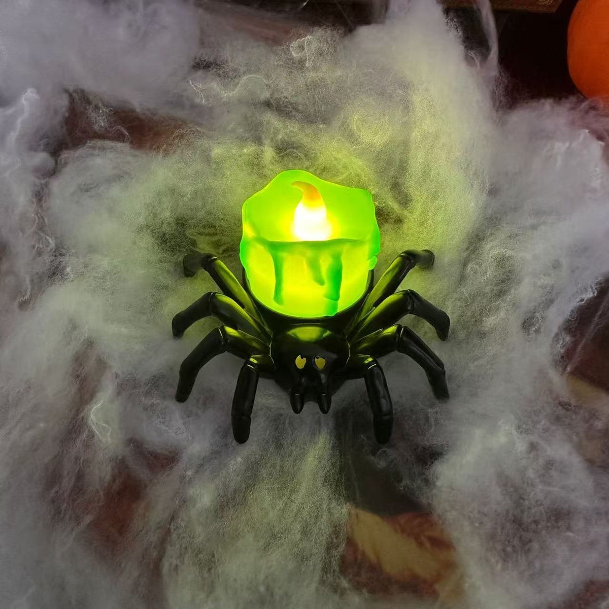 Halloween Dekoracje Domu świeczka LED Pająk ze świecącymi Oczami i Efektem Wosku