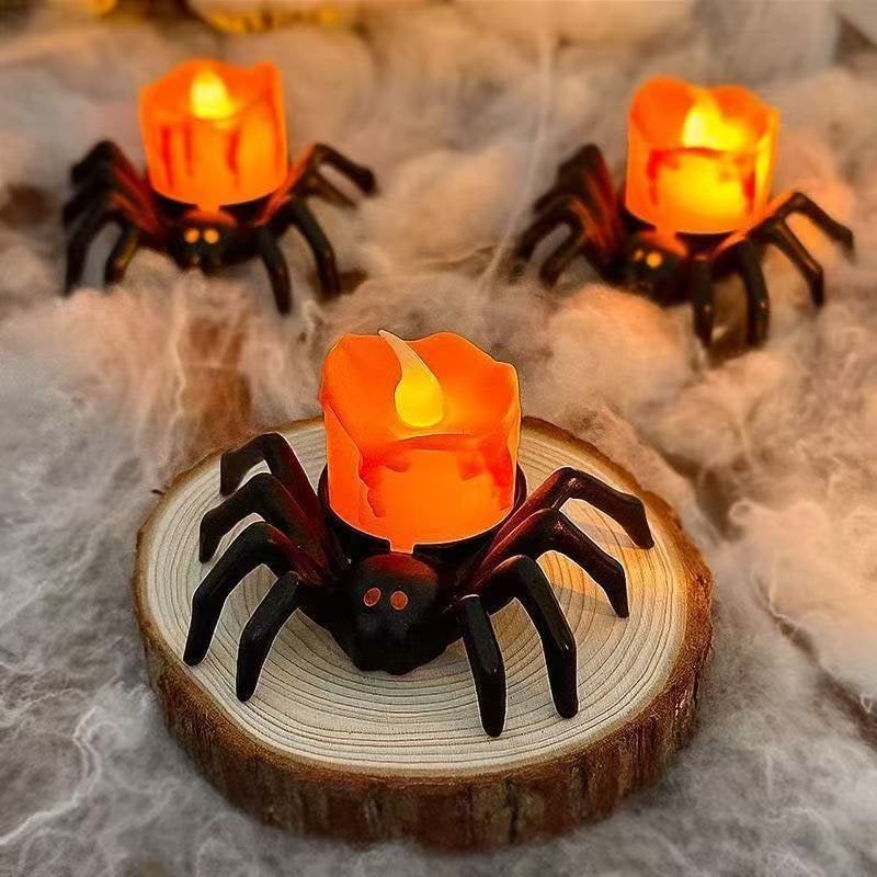Halloween Dekoracje Domu świeczka LED Pająk ze świecącymi Oczami i Efektem Wosku