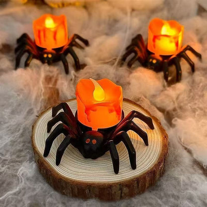 Halloween Dekoracje Domu świeczka LED Pająk ze świecącymi Oczami i Efektem Wosku