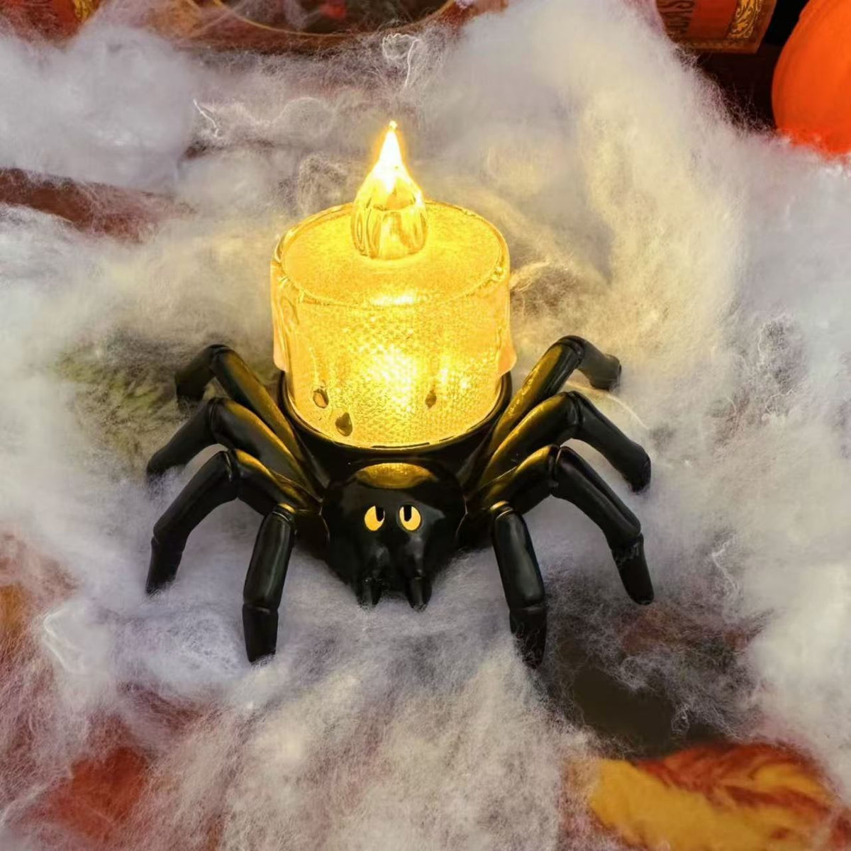 Halloween Dekoracje Domu świeczka LED Pająk ze świecącymi Oczami i Efektem Wosku