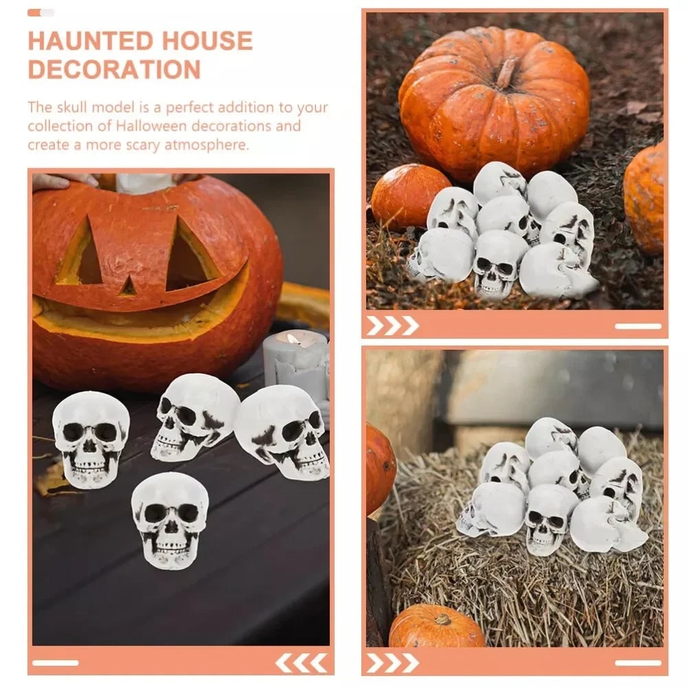 Halloween Dekoracje Domu Zestaw Mini Czaszek Plastikowych z Postarzanym Wykończeniem