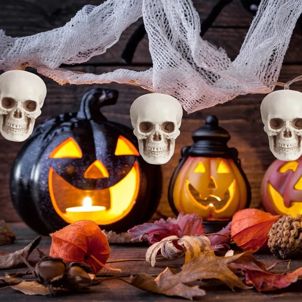 Halloween Dekoracje Domu Zestaw Mini Czaszek Plastikowych z Postarzanym Wykończeniem