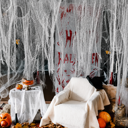 Halloween Dekoracyjna Gaza do Drapowania Pajęczyna na Imprezę i Wnętrze