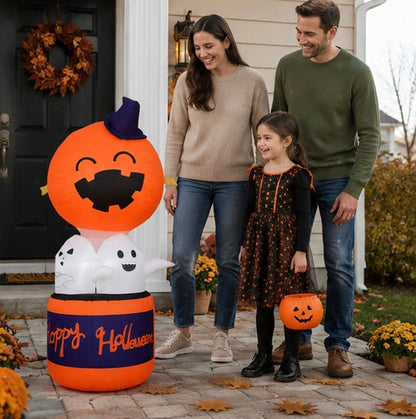 Halloween Dmuchana Dekoracja Dynia z Duchami i Podświetleniem LED do Ogrodu Imprez