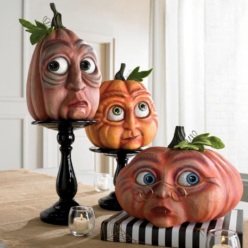 Halloween Dynia na Imprezę z Ekspresyjną Twarzą i Wzorami Dekoracyjna Figurka żywicy