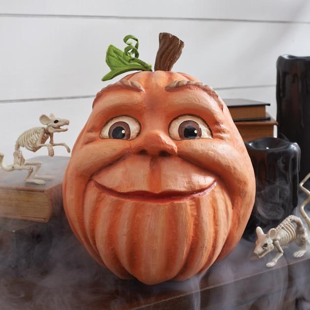 Halloween Dynia na Imprezę z Ekspresyjną Twarzą i Wzorami Dekoracyjna Figurka żywicy