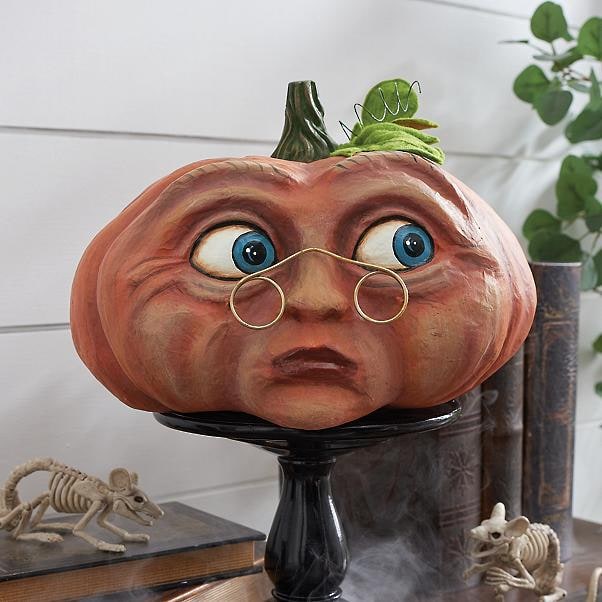 Halloween Dynia na Imprezę z Ekspresyjną Twarzą i Wzorami Dekoracyjna Figurka żywicy