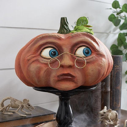 Halloween Dynia na Imprezę z Ekspresyjną Twarzą i Wzorami Dekoracyjna Figurka żywicy