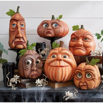 Halloween Dynia na Imprezę z Ekspresyjną Twarzą i Wzorami Dekoracyjna Figurka żywicy