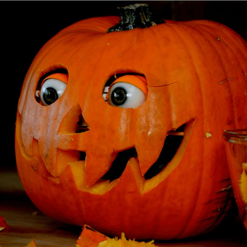 Halloween Dynia na Imprezę ze Straszną Animacją Ruchomych Oczu i Zębatymi Ustami Halloweenowa