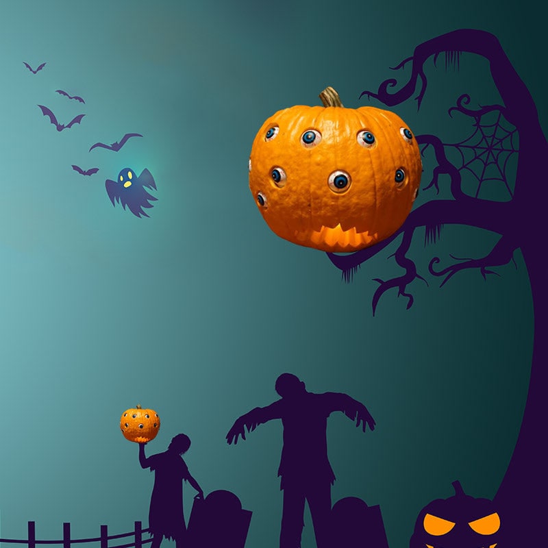 Halloween Dynia na Imprezę ze Straszną Animacją Ruchomych Oczu i Zębatymi Ustami Halloweenowa