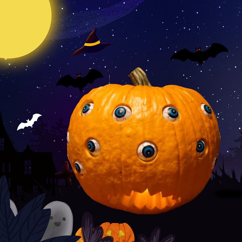 Halloween Dynia na Imprezę ze Straszną Animacją Ruchomych Oczu i Zębatymi Ustami Halloweenowa