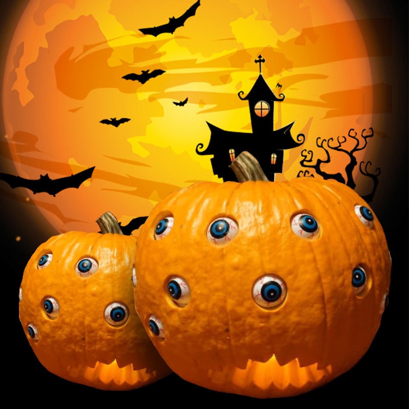 Halloween Dynia na Imprezę ze Straszną Animacją Ruchomych Oczu i Zębatymi Ustami Halloweenowa