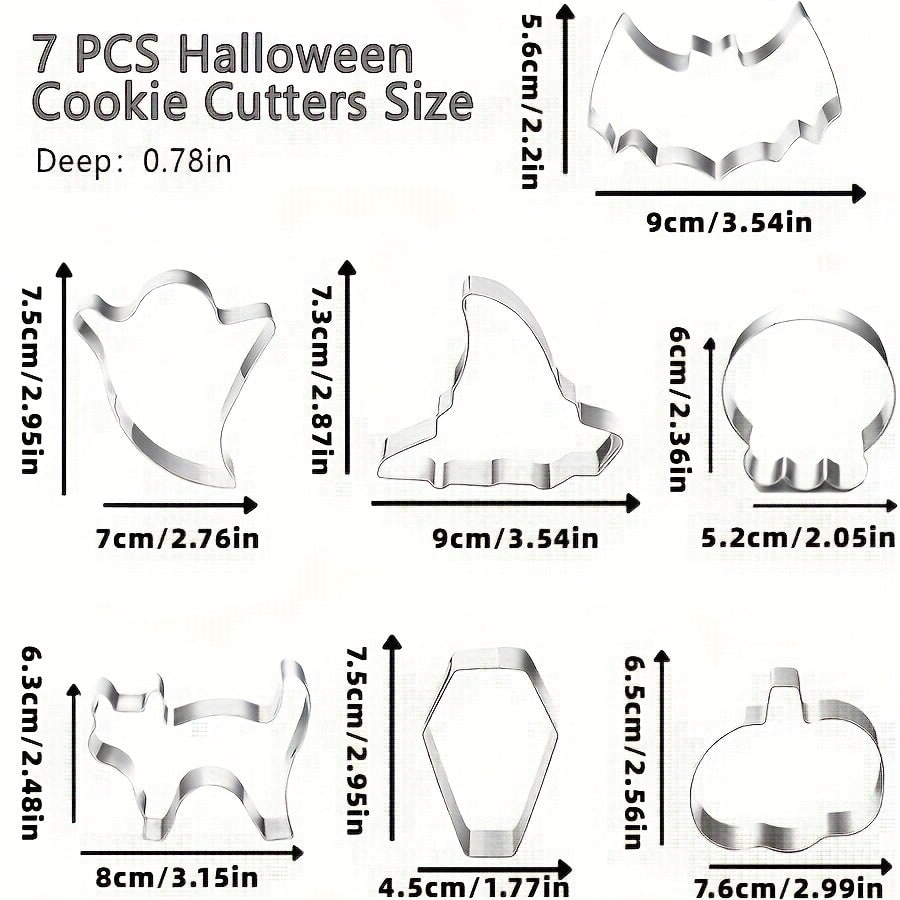 Halloween Foremki do Pierników Ciastek i Ciasteczek Stalowe 7 Kształtów Motyw Dynia Czaszka Duch