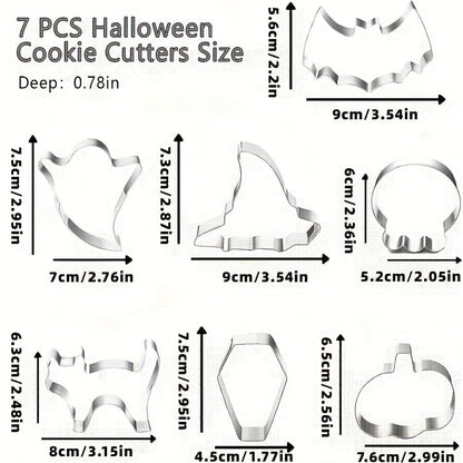 Halloween Foremki do Pierników Ciastek i Ciasteczek Stalowe 7 Kształtów Motyw Dynia Czaszka Duch