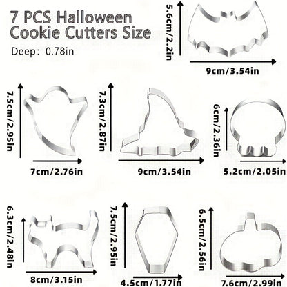 Halloween Foremki do Pierników Ciastek i Ciasteczek Stalowe 7 Kształtów Motyw Dynia Czaszka Duch