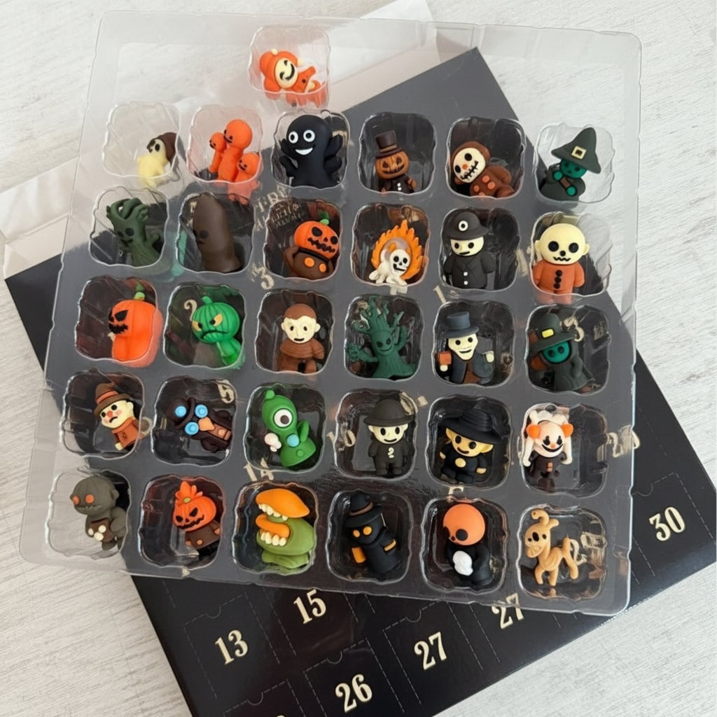 Halloween Kalendarz Adwentowy dla Dzieci z Zabawkami Figurkami Dyni Duch Szkielet