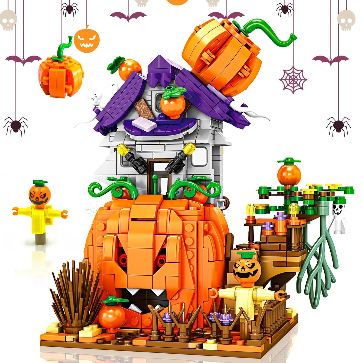 Halloween Klocki Konstrukcyjne Dekoracyjny Domek ze Straszną Dynią i Duchami do Domu dla Dzieci